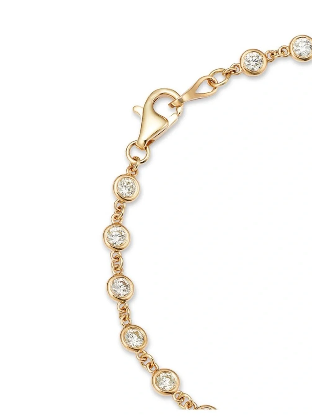 14K YELLOW GOLD 1.60 TCW DIAMOND STATION TENNIS BRACELET- LIKE NEW